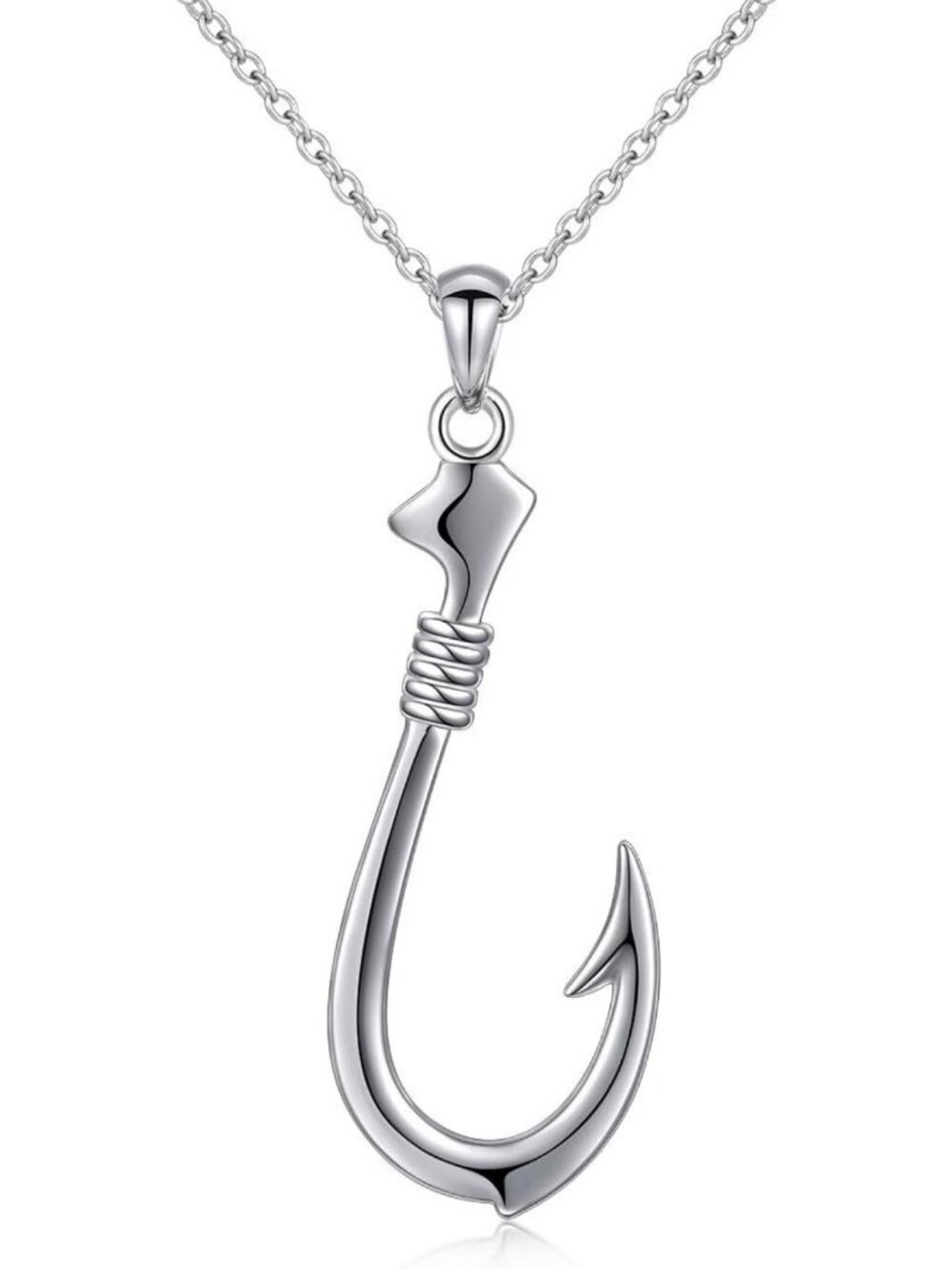 Sterling Silver Fish Hook Pendant Necklace - Simple Hawaii Style, Perfect Gift